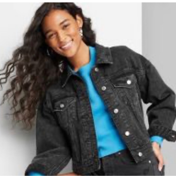 wild fable Jackets & Blazers - Women's Cropped Denim Trucker Jacket SE MEDIUM #9